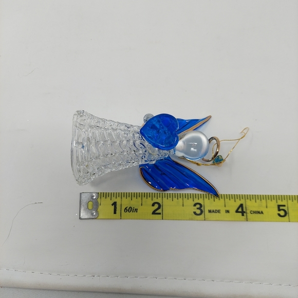 Rocking Horse Collectibles Hand Spun Glass Angel Ornament Blue Gold Christmas - Picture 12 of 12